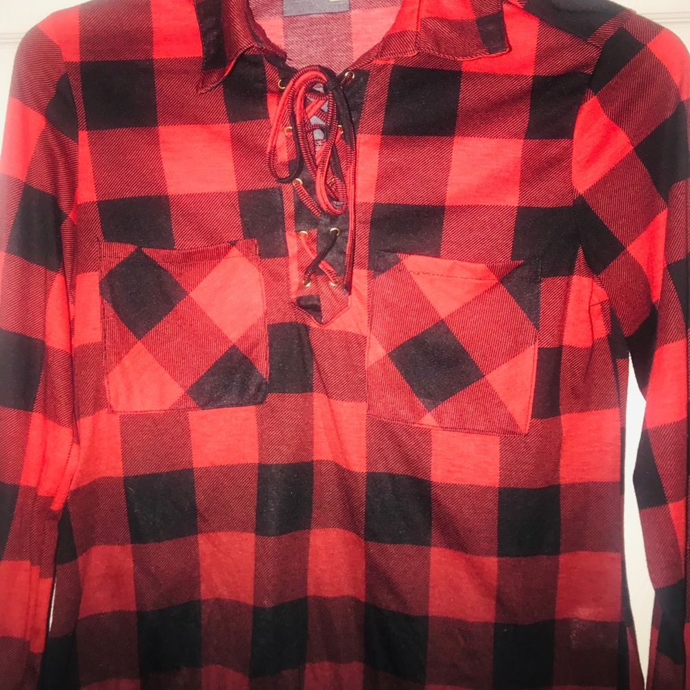 🔴⚫️ Wishful Park Plaid Women’s long Sleeve top S. - Picture 3 of 5